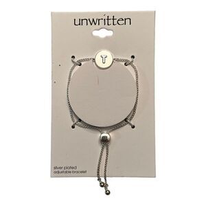 Unwritten Coin Initial "T" Silver Plated Bolo Slider Bracelet New